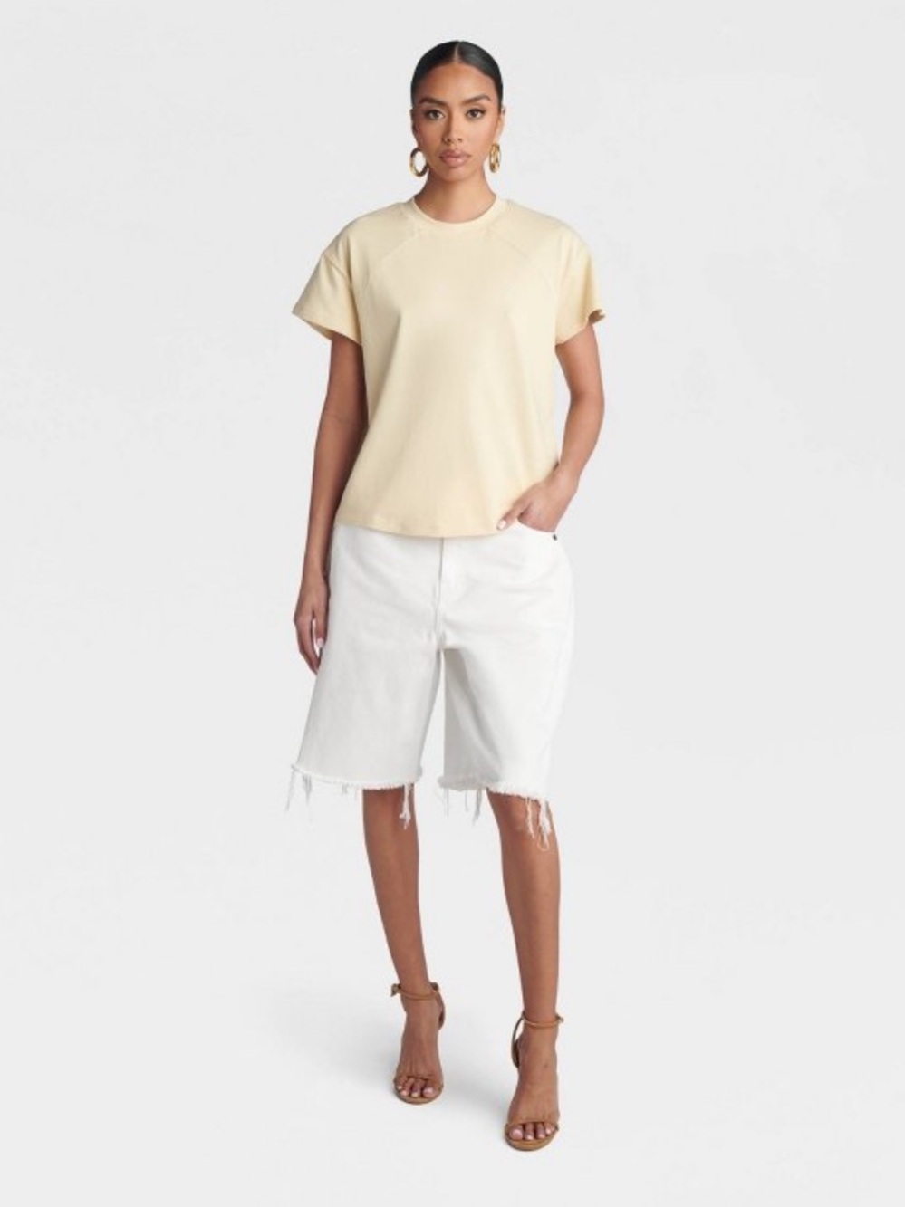 KBB by KAHLANA Women’s Short Sleeve “The Baseball T-Shirt” - Tan XS